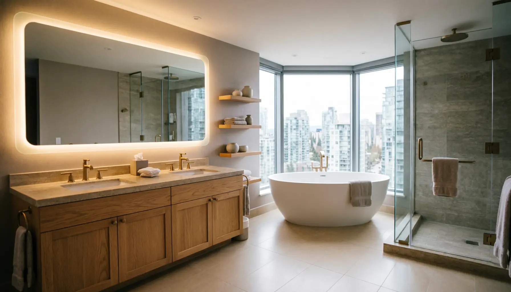 Custom bathroom vanity and mirror cabinet