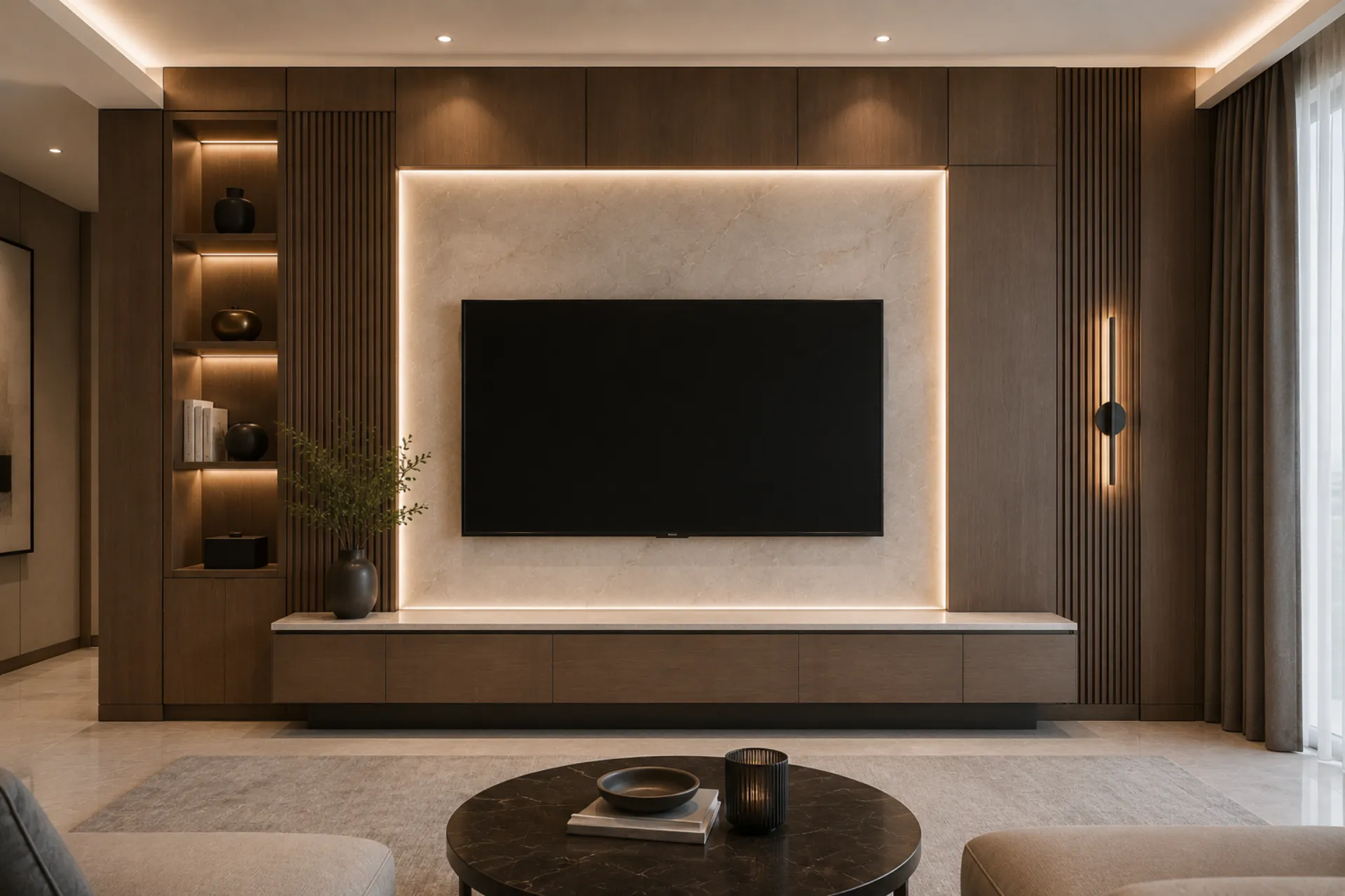 Custom TV cabinet and wall panel