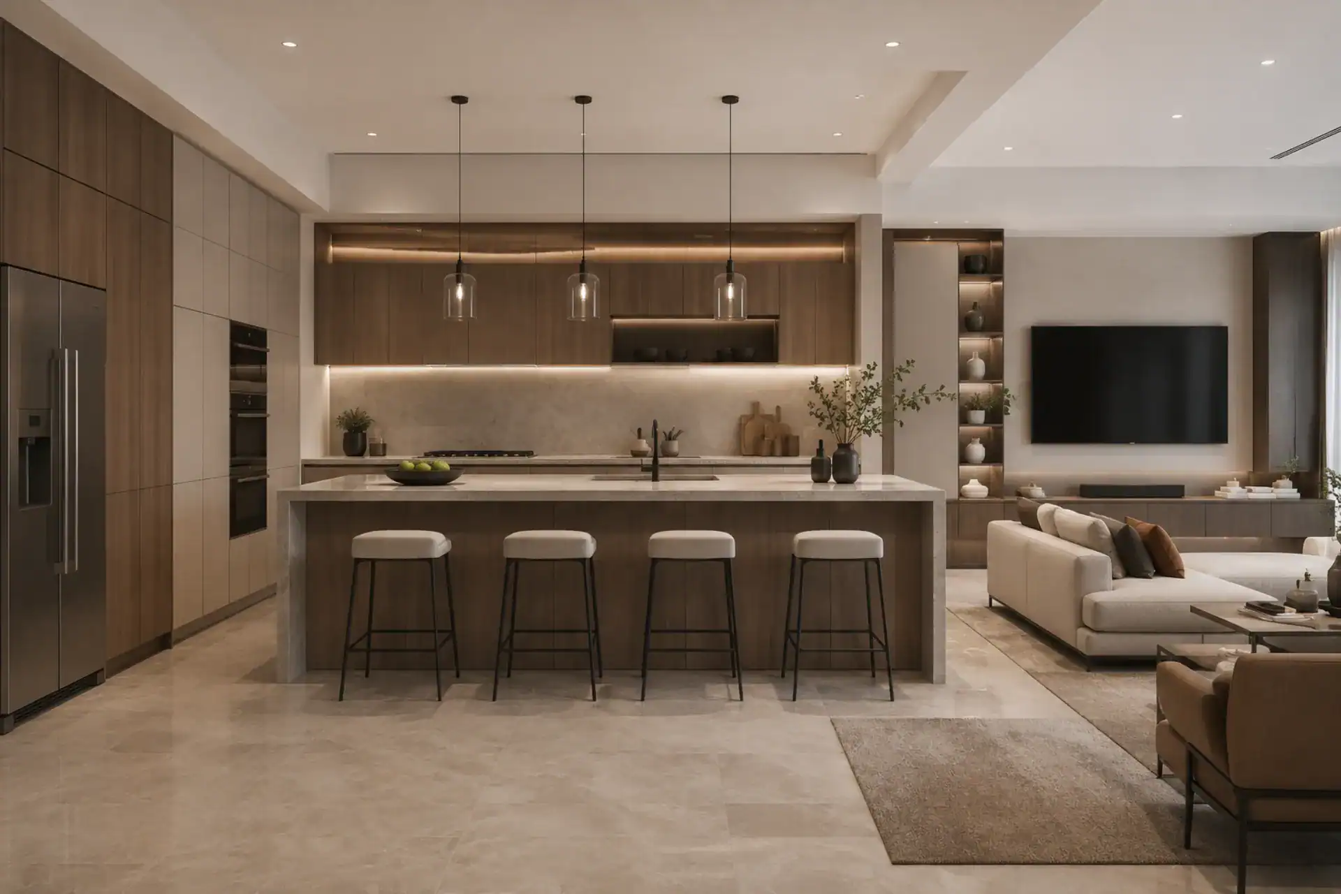 Open-plan custom kitchen cabinet