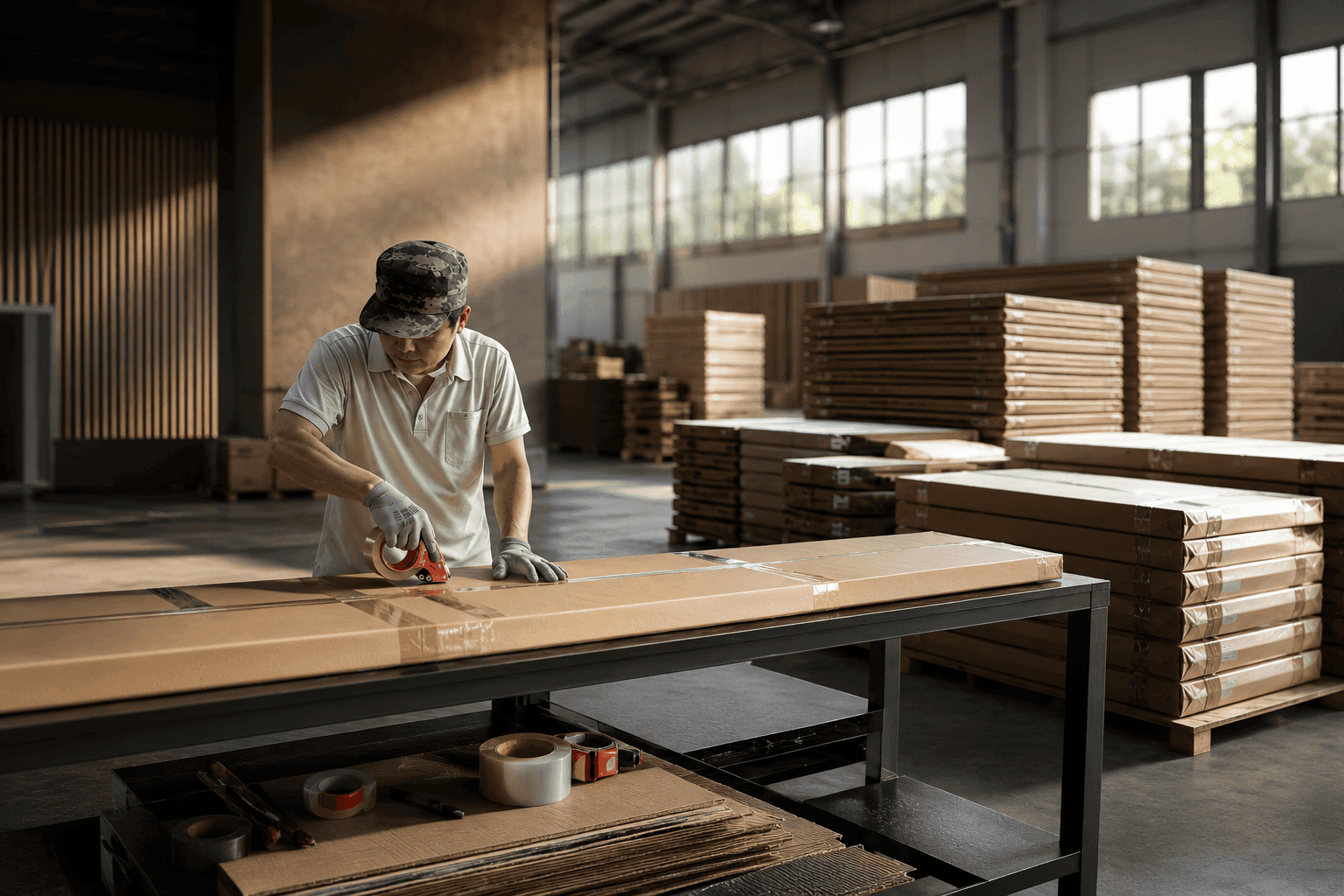Custom furniture inspection scanning and export packing