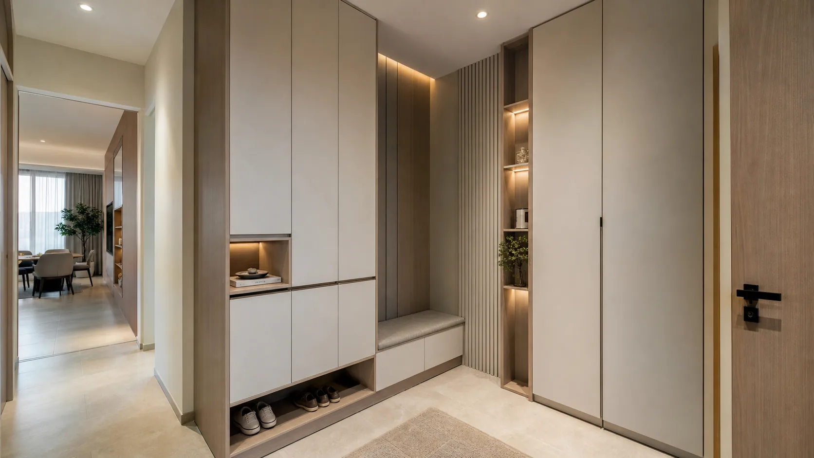 UAE whole house custom furniture entry foyer with storage cabinets