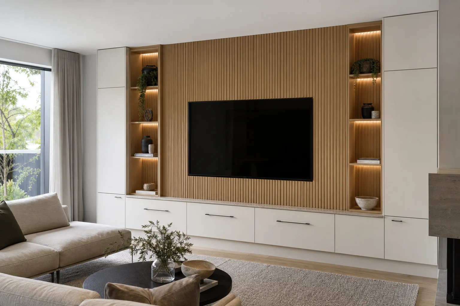 Luxury furniture New Zealand living room TV wall