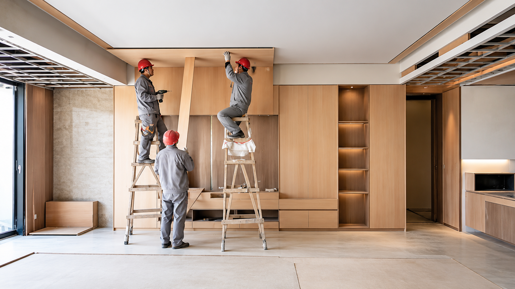 Custom furniture installation support for an overseas interior project