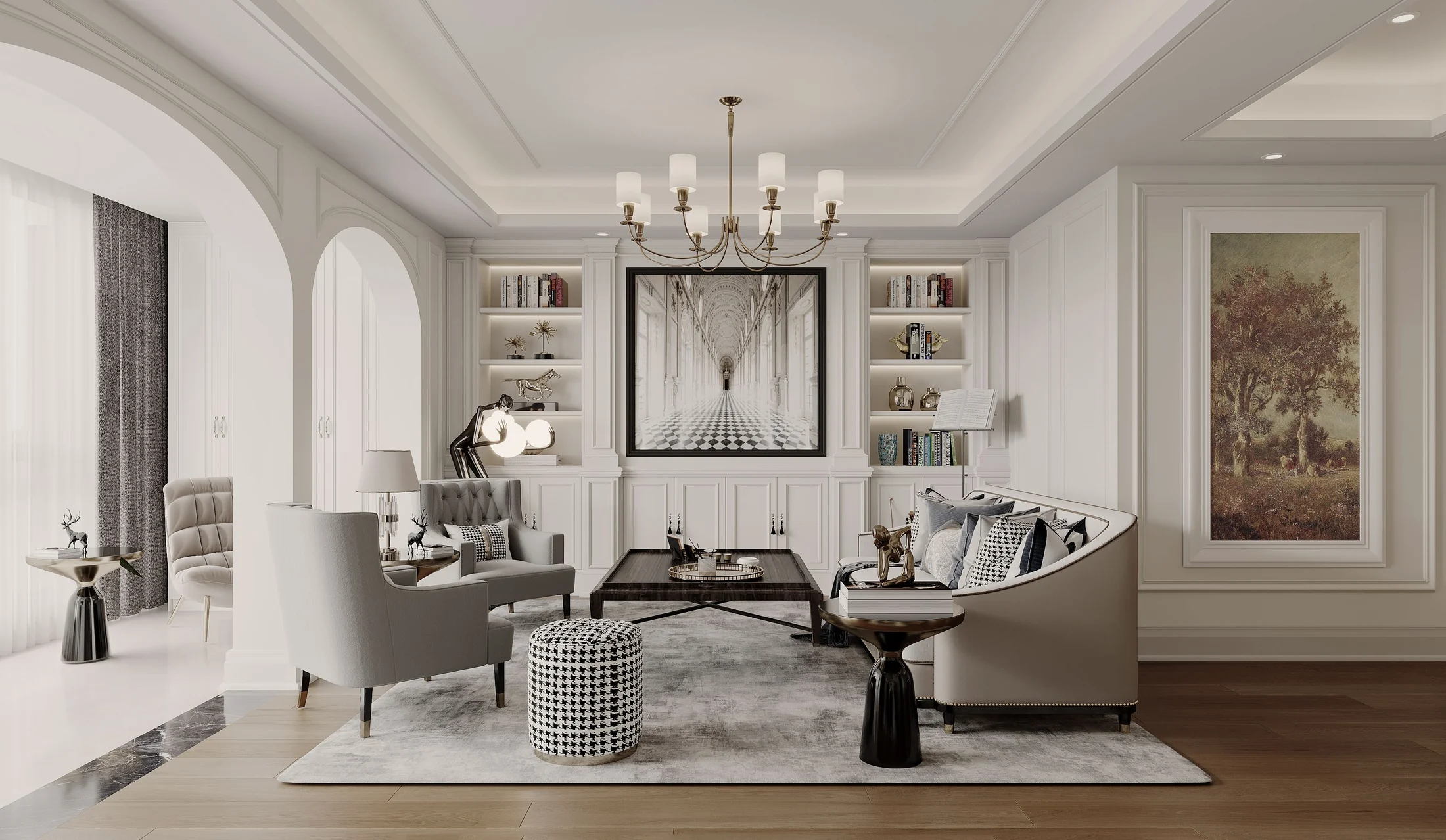 Warm American-style private residence interior design